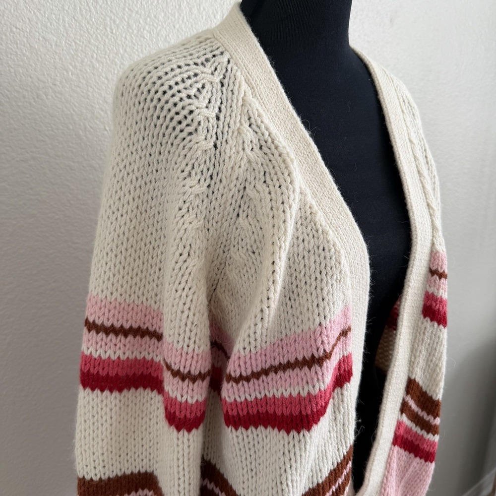 XíRENA Striped Cardigan XS Chunky Knit Boho Oversized Open Front Alpaca Blend - Picture 6 of 12
